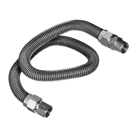 Flextron Gas Line Hose 1/2'' O.D. x 72'' Length 3/8" FIP x MIP Fittings, Stainless Steel Flexible Connector FTGC-SS38-72I